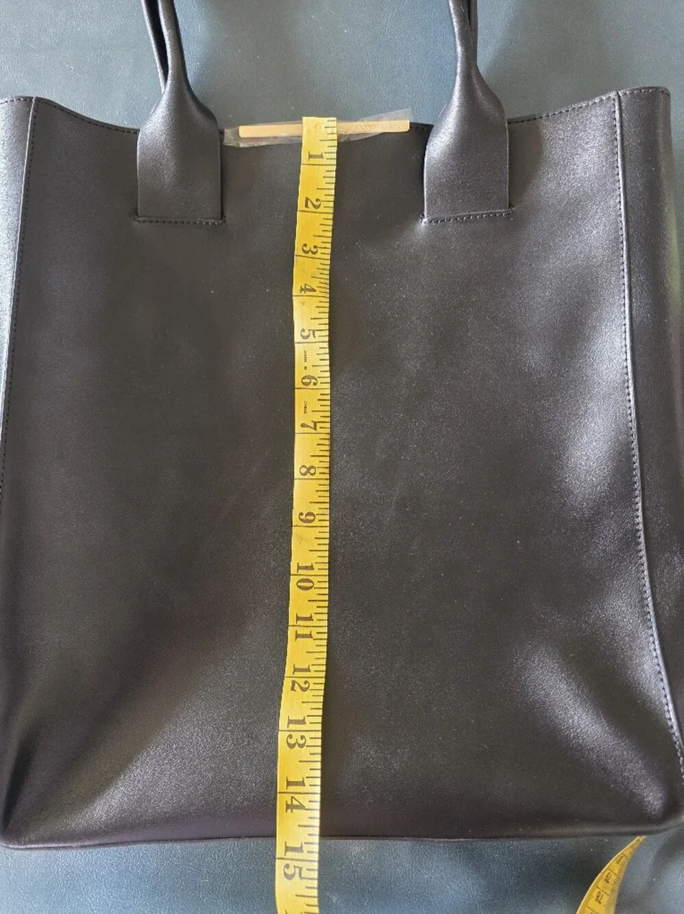 BCBG Max Azria Black Leather Tote Bag with Top Handles